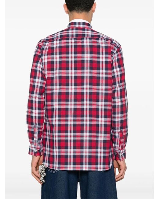 メンズ Comme des Garçons チェック シャツ Red