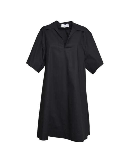 SOLOTRE Black Cotton Mini Dress