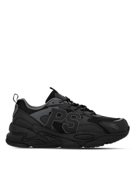 Philipp Plein Black Lo-Top Logo-Patch Sneakers