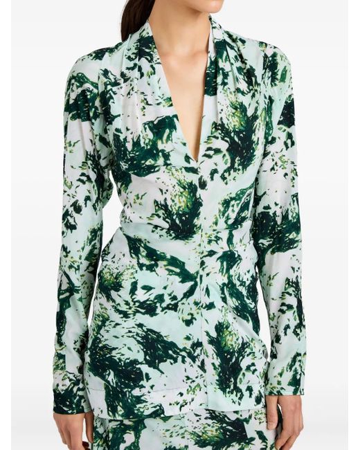 Proenza Schouler Green Adela Printed Blouse