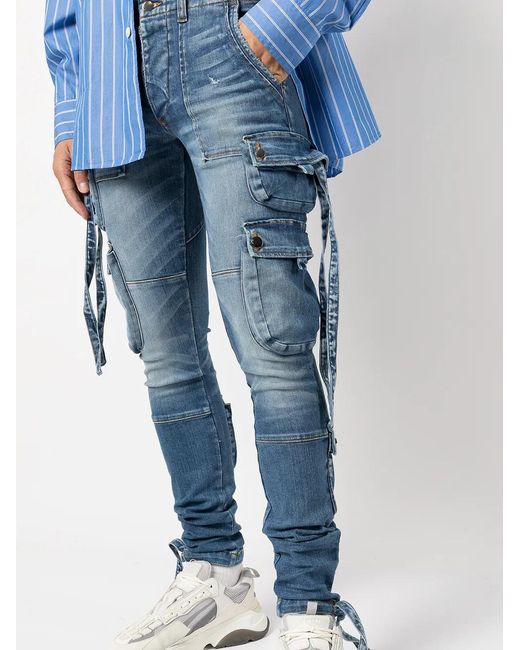 Amiri Blue Skinny Cargo Jeans for men