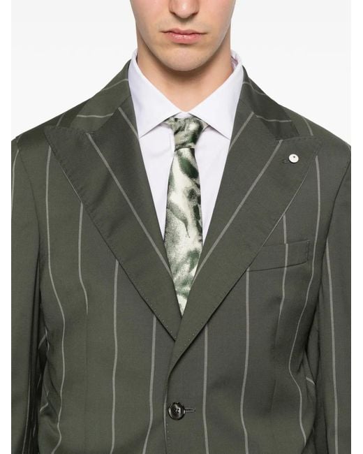 L.b.m. 1911 Green Pinstripe-Pattern Single-Breasted Suit for men