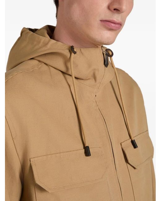 Montedoro Natural Hooded Piped-Trim Jacket for men