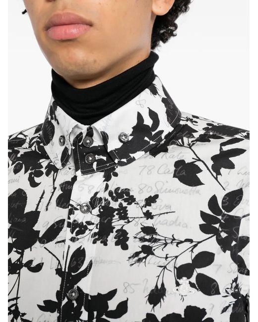 Vivienne Westwood White Floral-Print Long-Sleeve Shirt for men