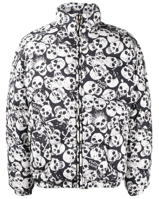 ERL Black Skull-print Hooded Padded Jacket for men