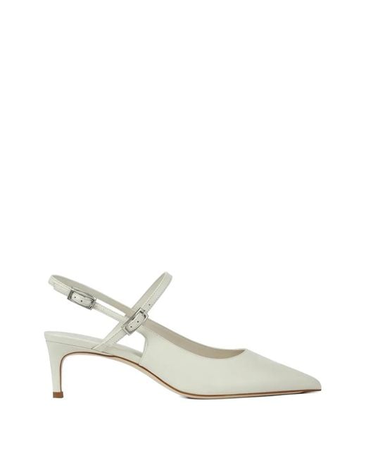 POTAMY White Pointed Strap Pumps