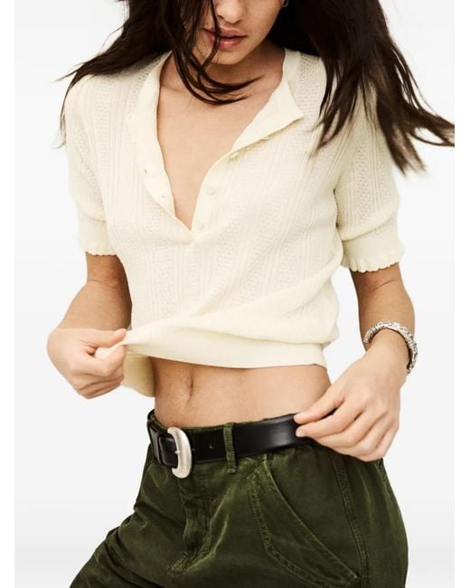 Ba&sh White Viola Ruffled Polo Top
