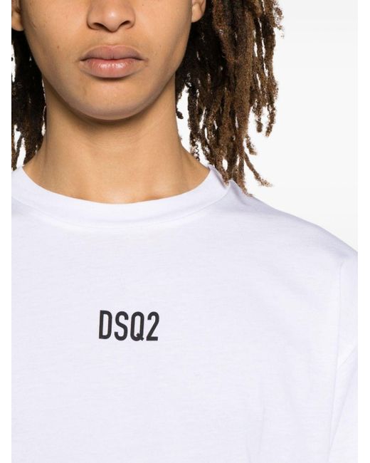 Camiseta con logo estampado DSquared² de hombre de color White
