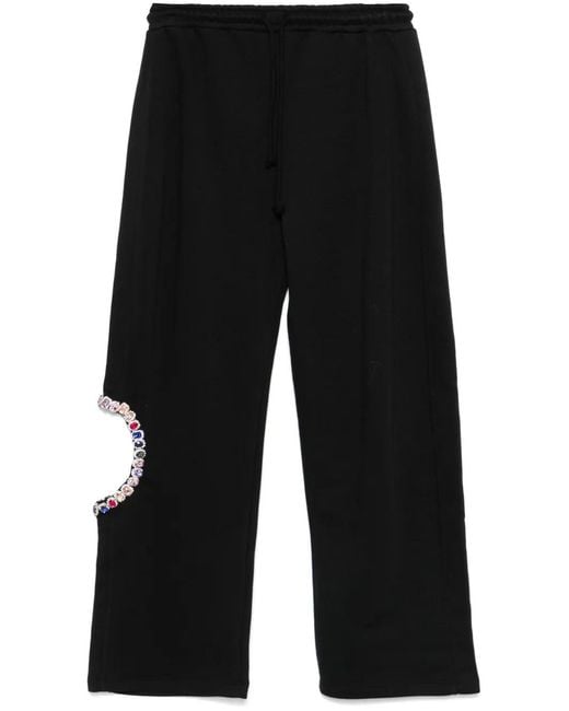 Loulou Black Rhinestone-Embellished Track Pants