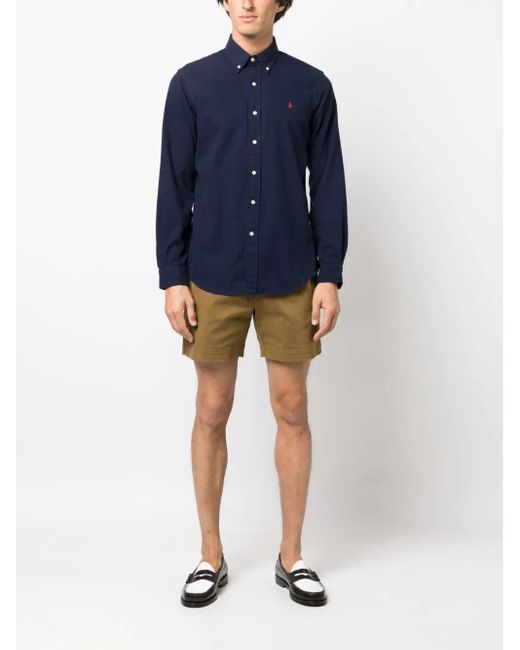 Polo Ralph Lauren Blue Polo Pony Button-Up Cotton Shirt for men