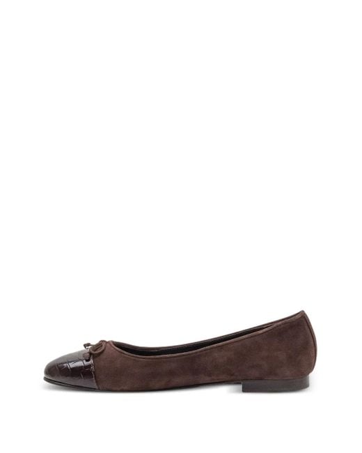 Tory Burch Brown Suede Ballet Flats With Cap Toe