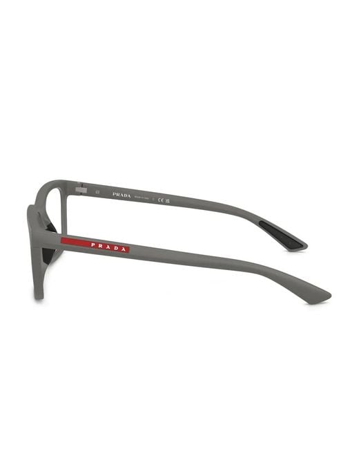 Prada Linea Rossa Gray Square-Frame Logo Glasses for men
