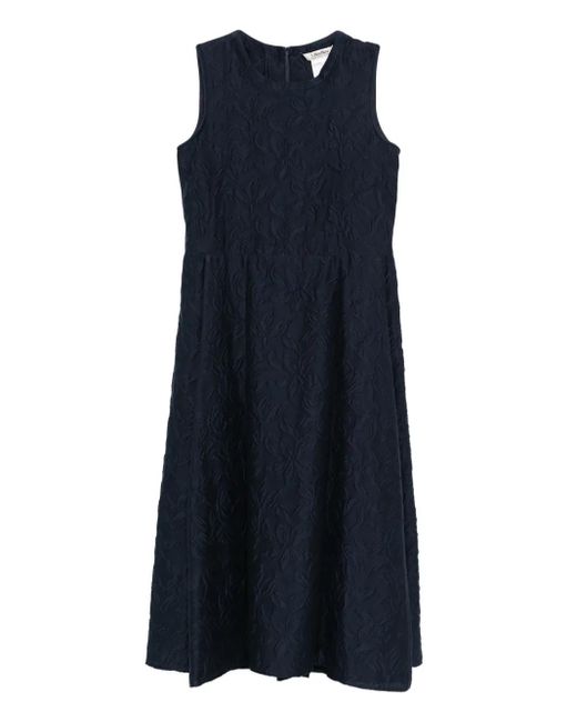 Max Mara Blue Kleid mit Blumenstickerei