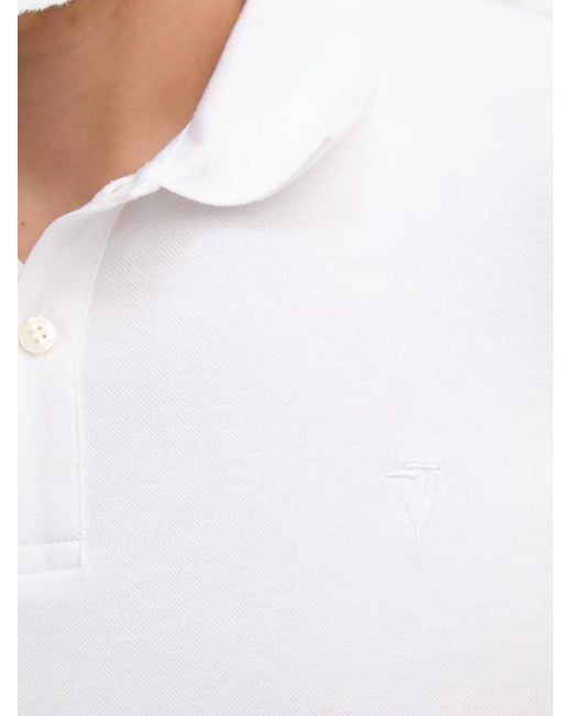 Trussardi White Logo-Embroidered Polo Shirt for men