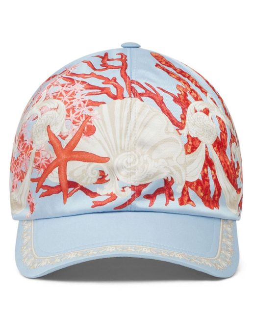 Versace Gray Coral-print Curved-peak Cap for men