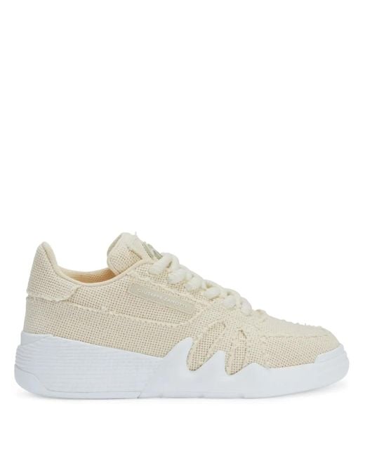 Giuseppe Zanotti White Talon Frayed-Edge Lace-Up Low-Top Sneakers for men