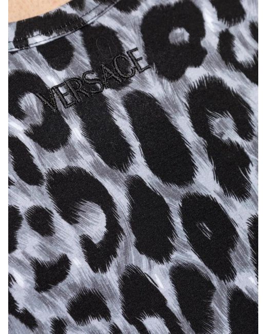 Versace Gray Leopard-Print Top for men