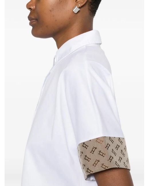 Herno White Patterned Cuff Polo Shirt