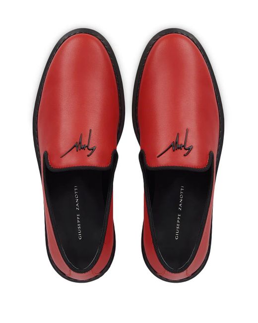 Giuseppe Zanotti Red Logo-Detail Slip-On Loafers for men