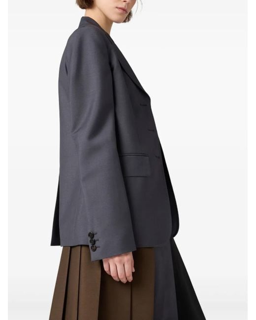 Miu Miu Black Mohair-Blend Single-Breasted Blazer