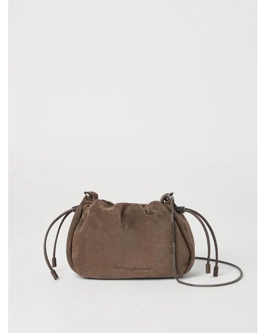 Brunello Cucinelli Brown Leather Shoulder Bag
