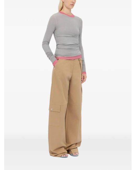 MSGM Pink Round-Neck Long-Sleeved Top