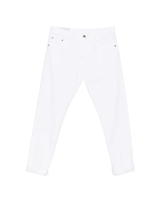 Dondup White Cuffed Denim Jeans for men