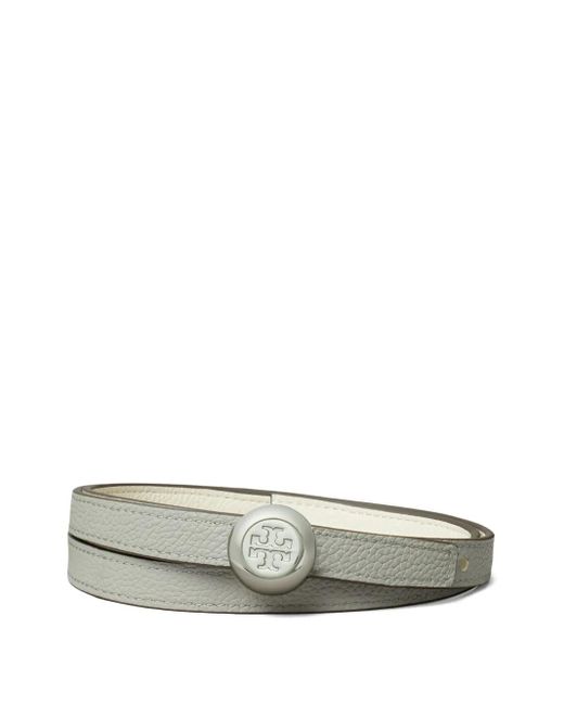 Tory Burch Gray Ceinture Réversible En Cuir Grainé