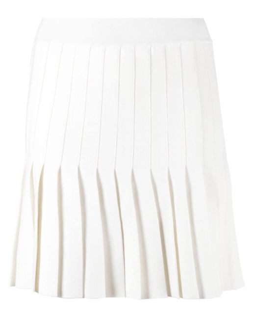 Sandro White Pleated Crepe Miniskirt