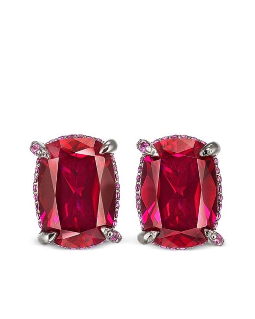 Anabela Chan Red 18kt White Gold Vermeil Wing Ruby Earrings