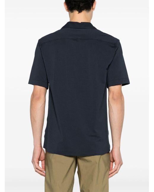 Xacus Blue Camp-collar Seersucker Shirt for men