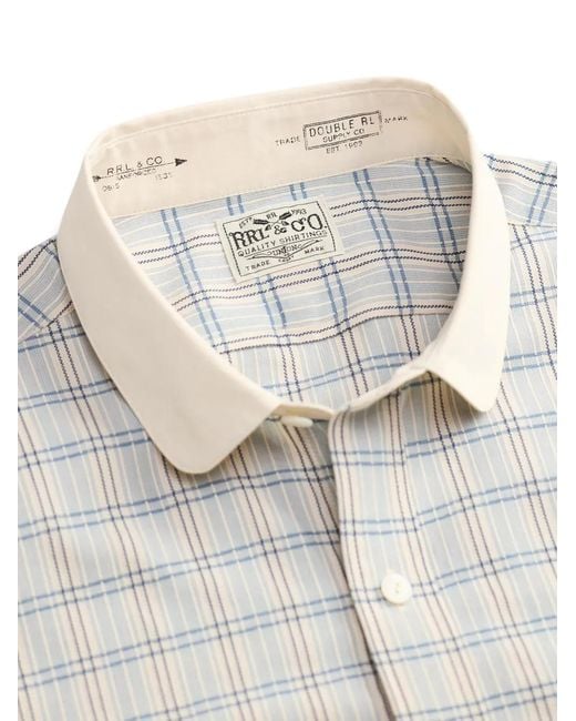 RRL White Checked Collared Shirt for men