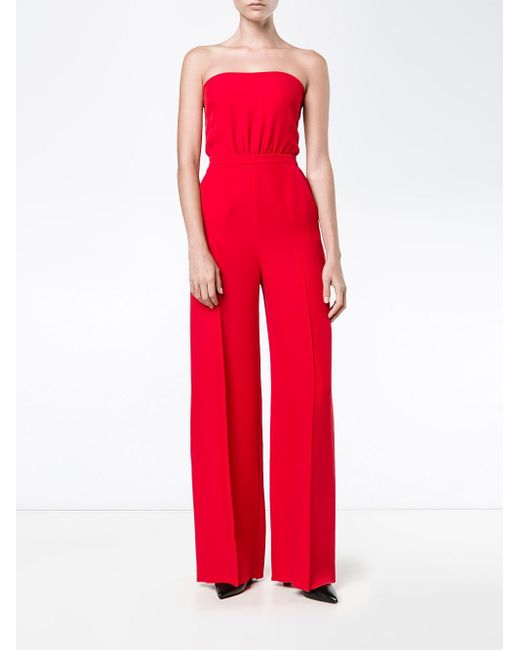 Valentino Silk Strapless Jumpsuit in Red - Lyst