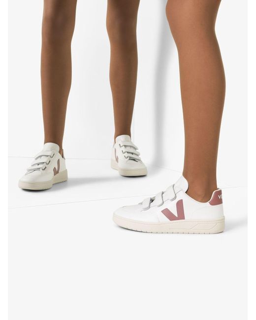 Veja Leren Sneakers Met Klittenband in het Wit | Lyst NL