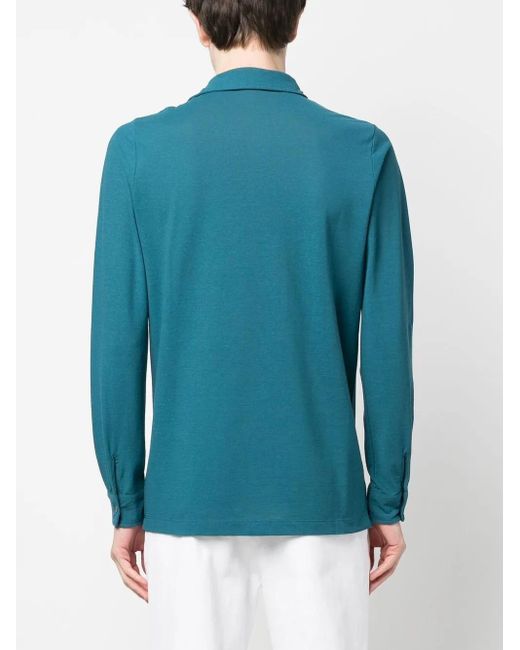 Zanone Blue Longsleeved Organic Cotton Shirt for men