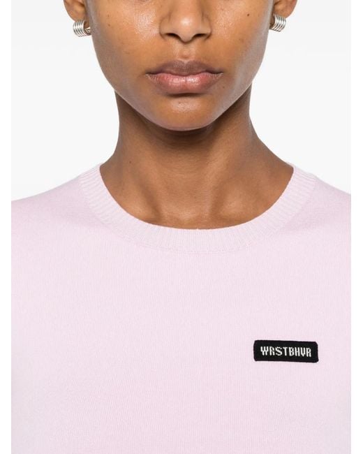 WRSTBHVR Pink Logo-Patch Short-Sleeve Sweater