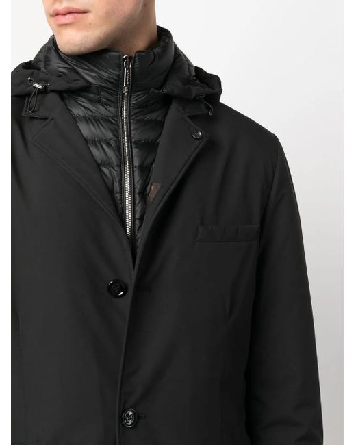 Moorer Black Redon-Pum Hooded Coat for men