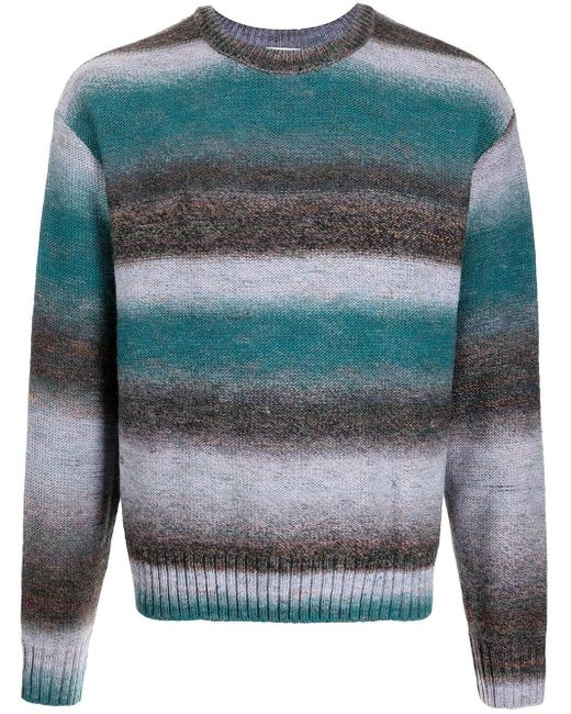 WOOYOUNGMI Stripe-print Crew Neck Sweater in Green for Men - Lyst