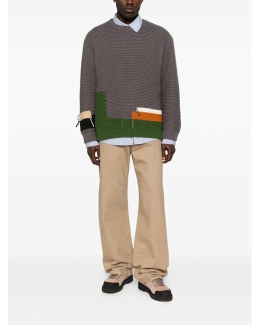 YMC Gray Patchwork Sweater for men