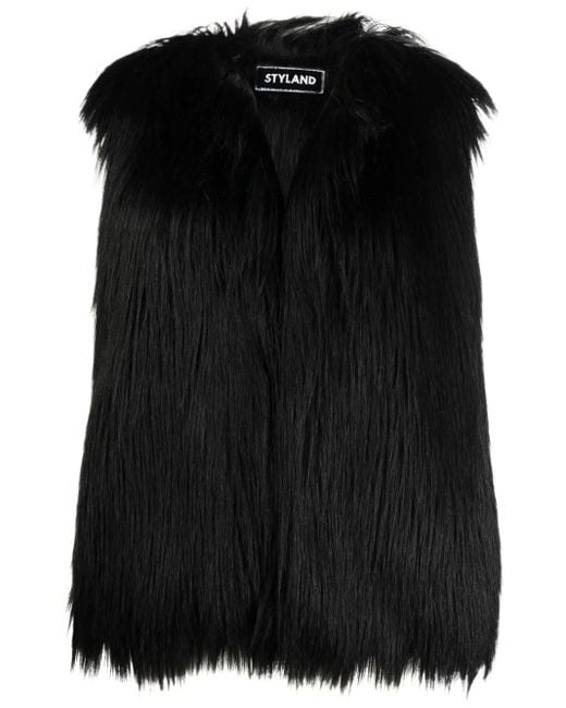 Styland Black Faux-Fur Gilet
