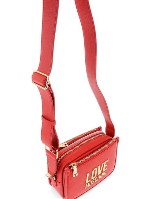 Love Moschino Red Logo-Plaque Cross Body Bag