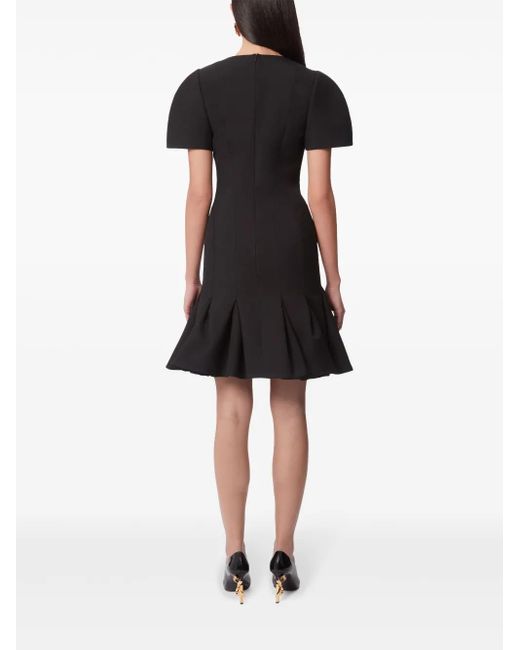 Nina Ricci Black Peplum-Hem Wool Dress
