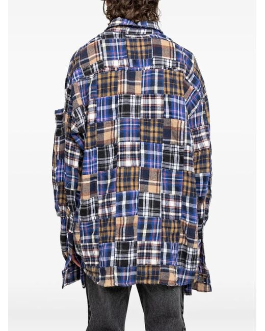 Who Decides War Blue Patchwork-Design Shirt for men