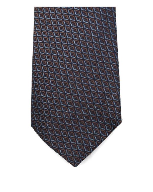Canali White Geometric-Pattern Silk Tie for men