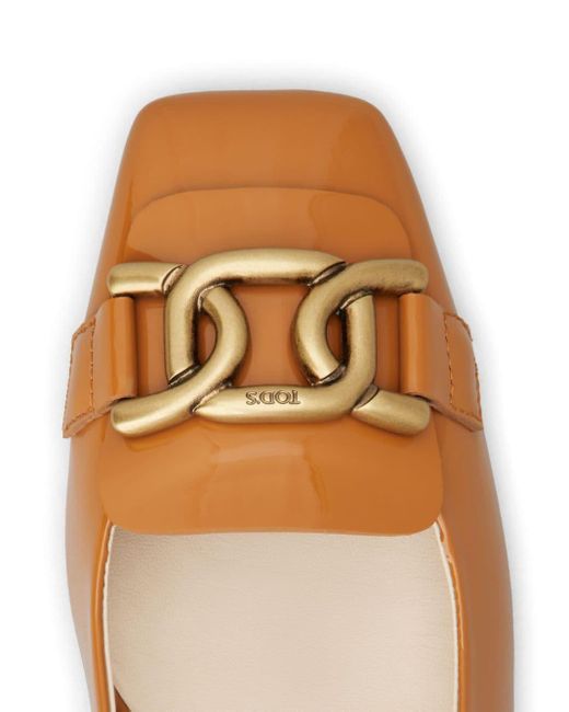 Tod's Brown Cuoio 50mm Logo-engraved Pumps