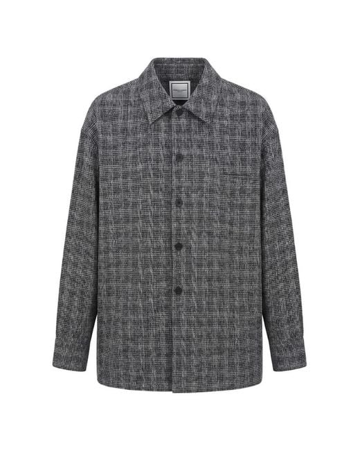 Wooyoungmi Gray Checked Pattern Shirt for men