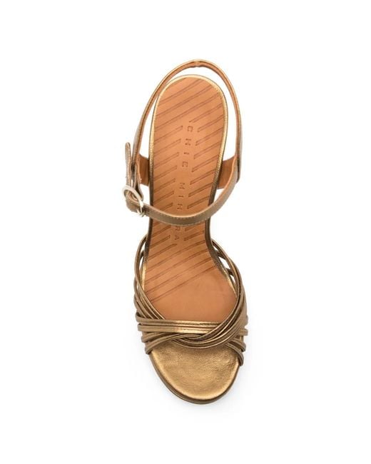 Chie Mihara Metallic Woven Platform Sandals
