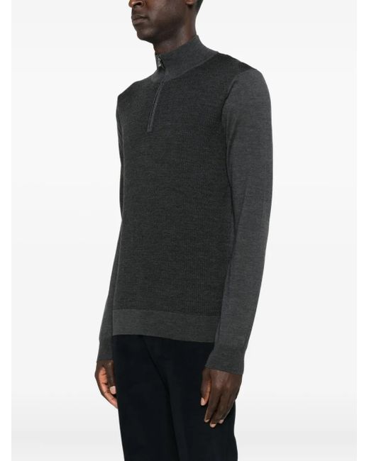 Corneliani Black Zip-Front Sweater for men