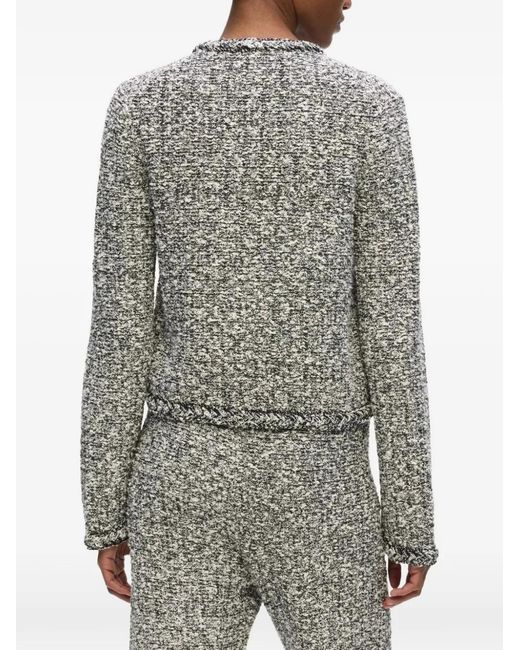 Karl Lagerfeld Gray Bouclé-Knit Cardigan