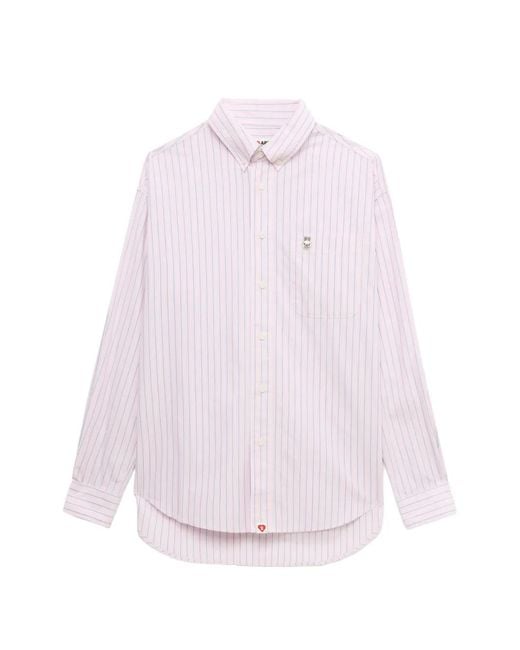 AAPE BY A BATHING AP Pink Baby Doppy Striped Cotton Shirt